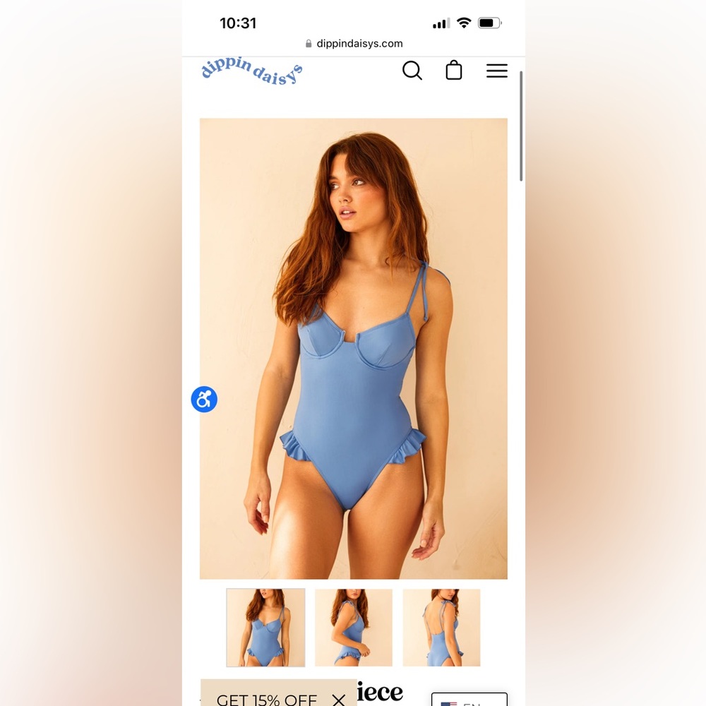 Dippin Daisys Angelic One Piece, Large, Blue - New, No tags
